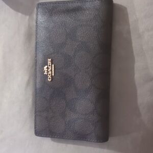 Coach Black and Brown Signature Wallet